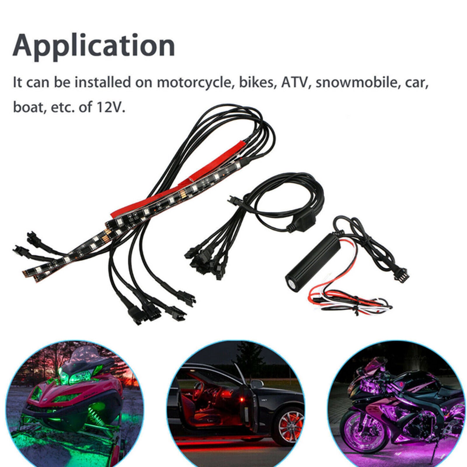 6X Motorcycle led lights Wireless Remote 18 color Neon Glow Light Strips Kit