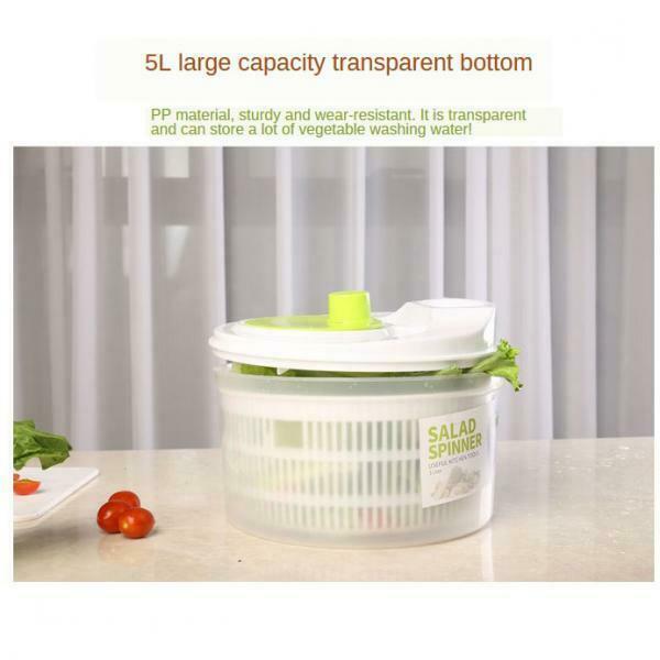 1pc 5L Salad Spinner Quick Dry Anti-Wobble Tech Multi-Use Crisper Shaker