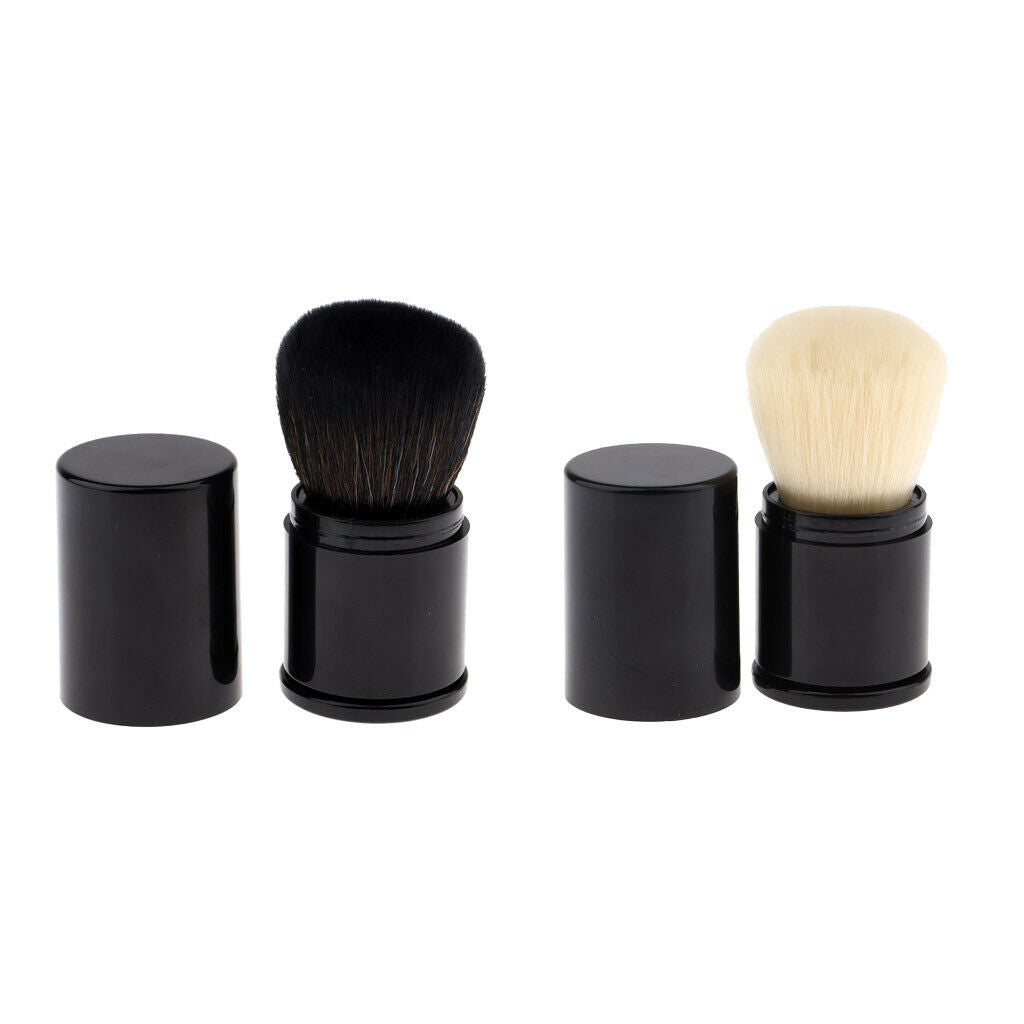 Retractable Kabuki Travel Foundation Brush for Blush, Bronzer & Powder 2pcs