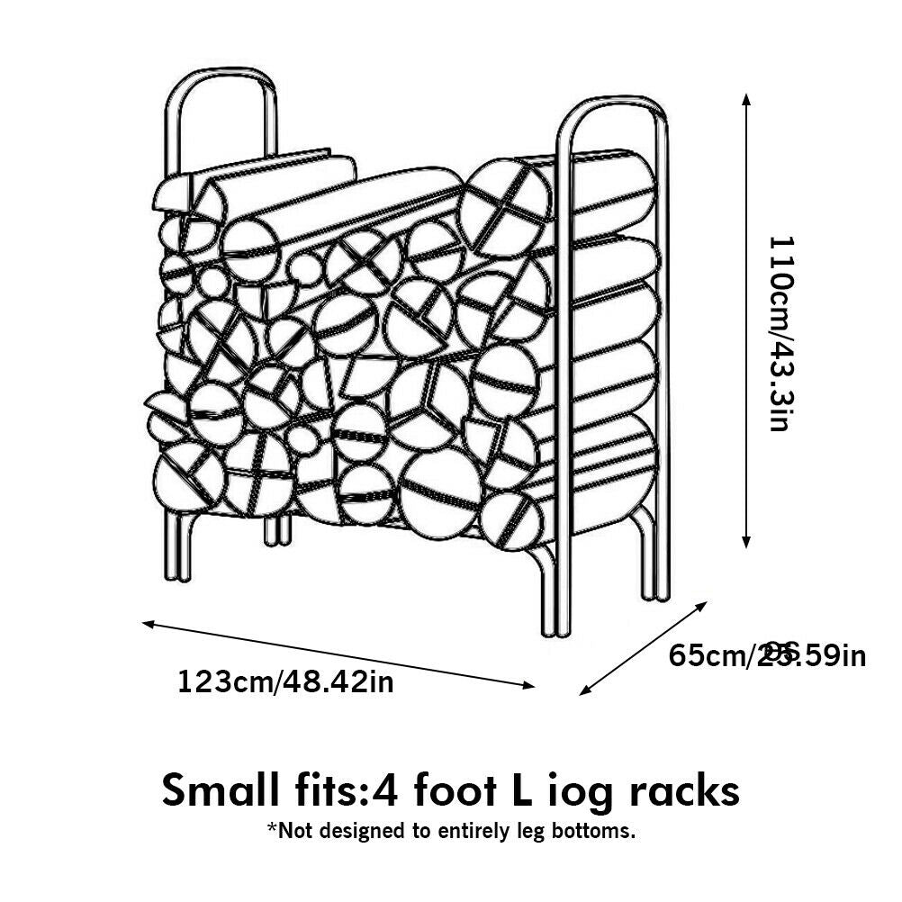 Log Rack Cover 4-Feet Heavy Duty Waterproof Outdoor Fire Wood Protection Cover