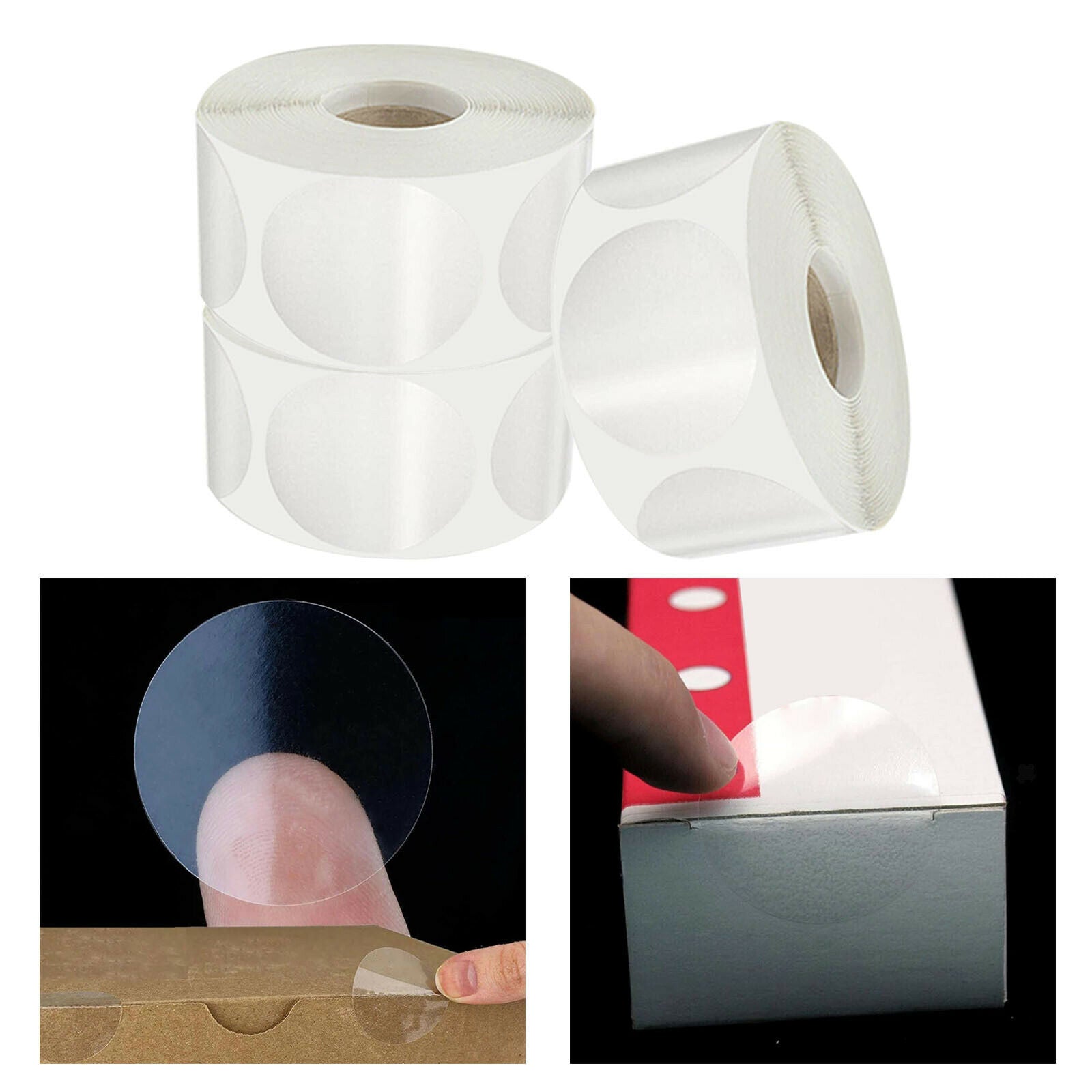 3000pcs Stickers Adhesive 2.5cm Transparent Sealing Labels Seal Tape Tag Tab