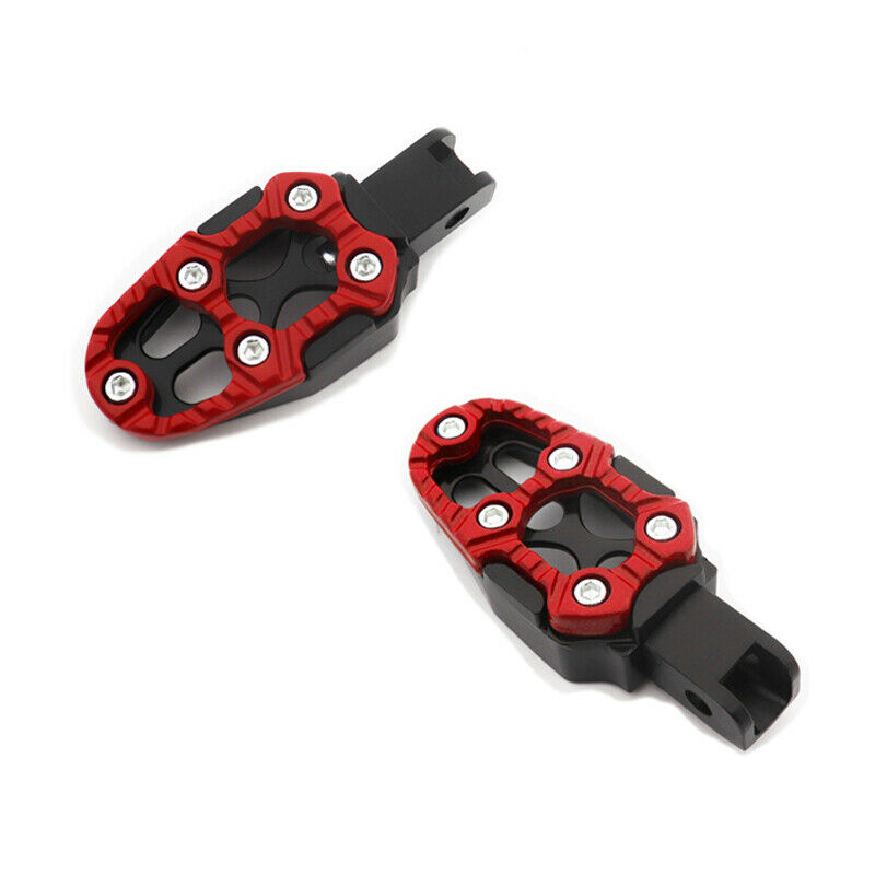 2PCS Motorcycle Bike Pedal Non-slip Backfoot Foot Peg Red Belt Spring 8MM Black