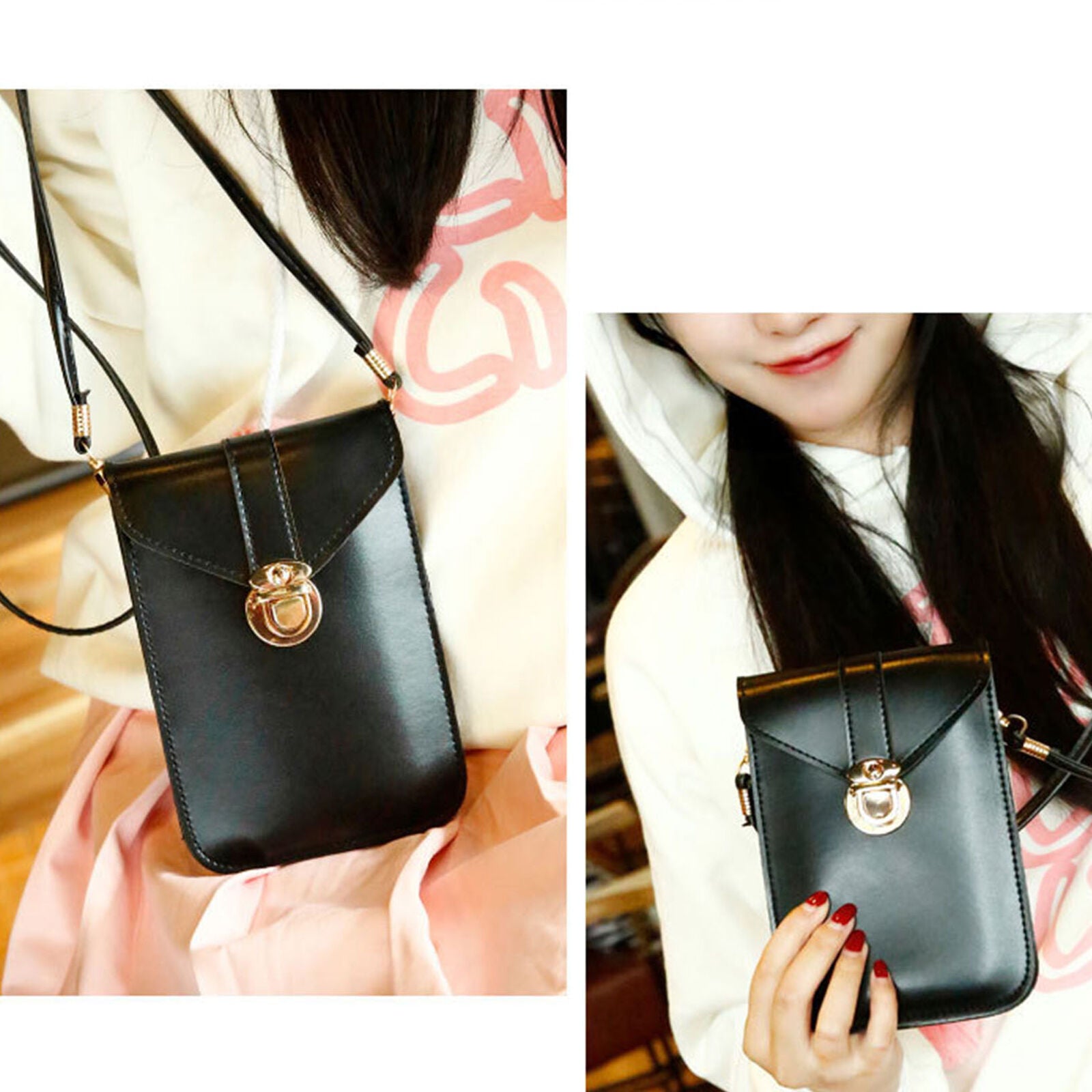 Women's Crossbody Mobile Phone Pouch Wallet PU Leather Change Bag