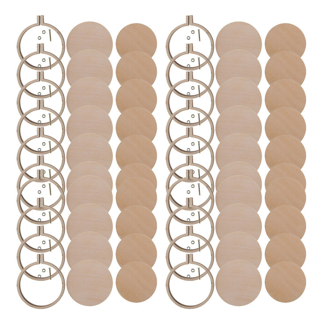 20x Mini Wooden Embroidery Hoop Cross Stitch Frames Ring Sewing DIY 44mm