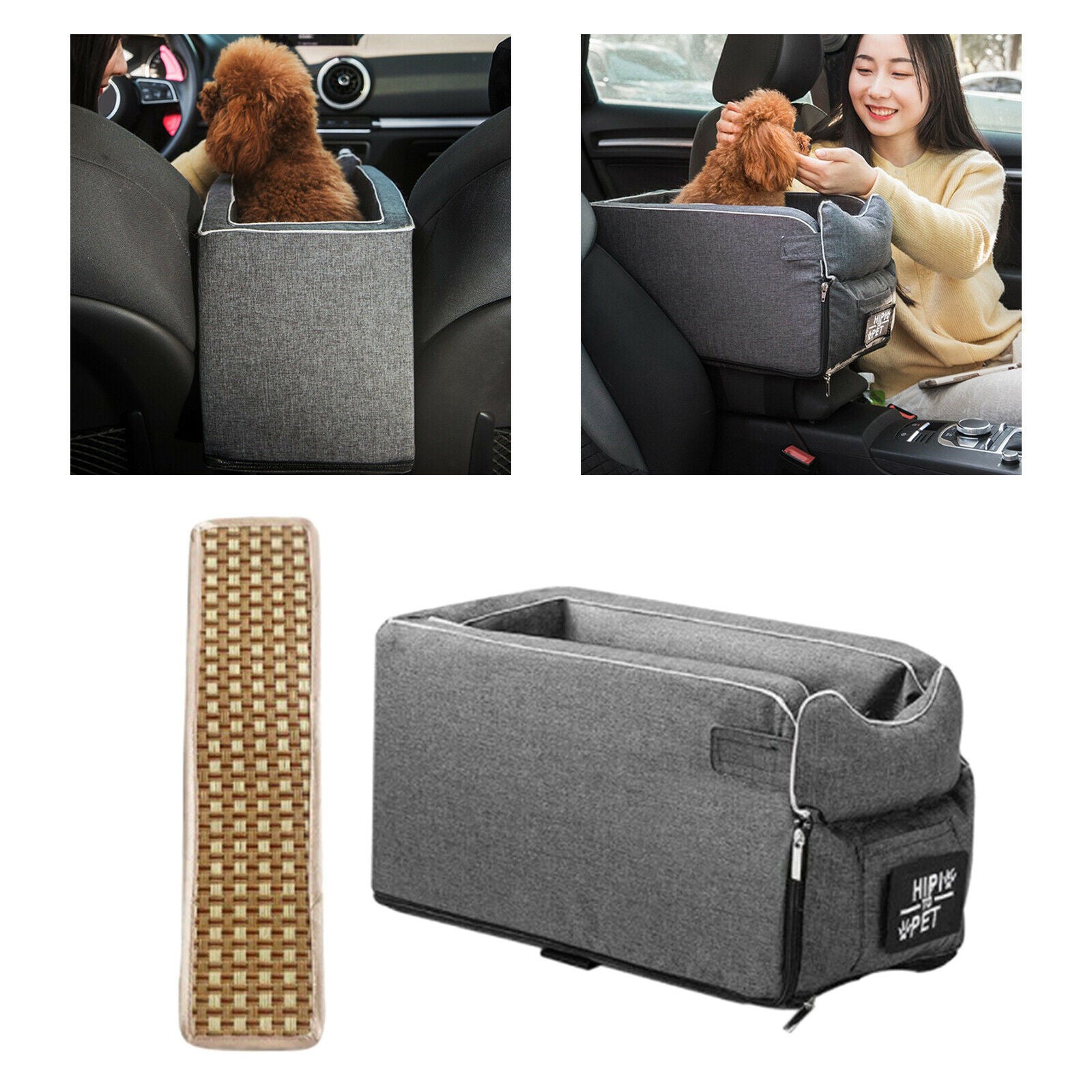 Pet Car Booster Seat Dogs Carrier Car Seat Basket with Summer Mat Grey