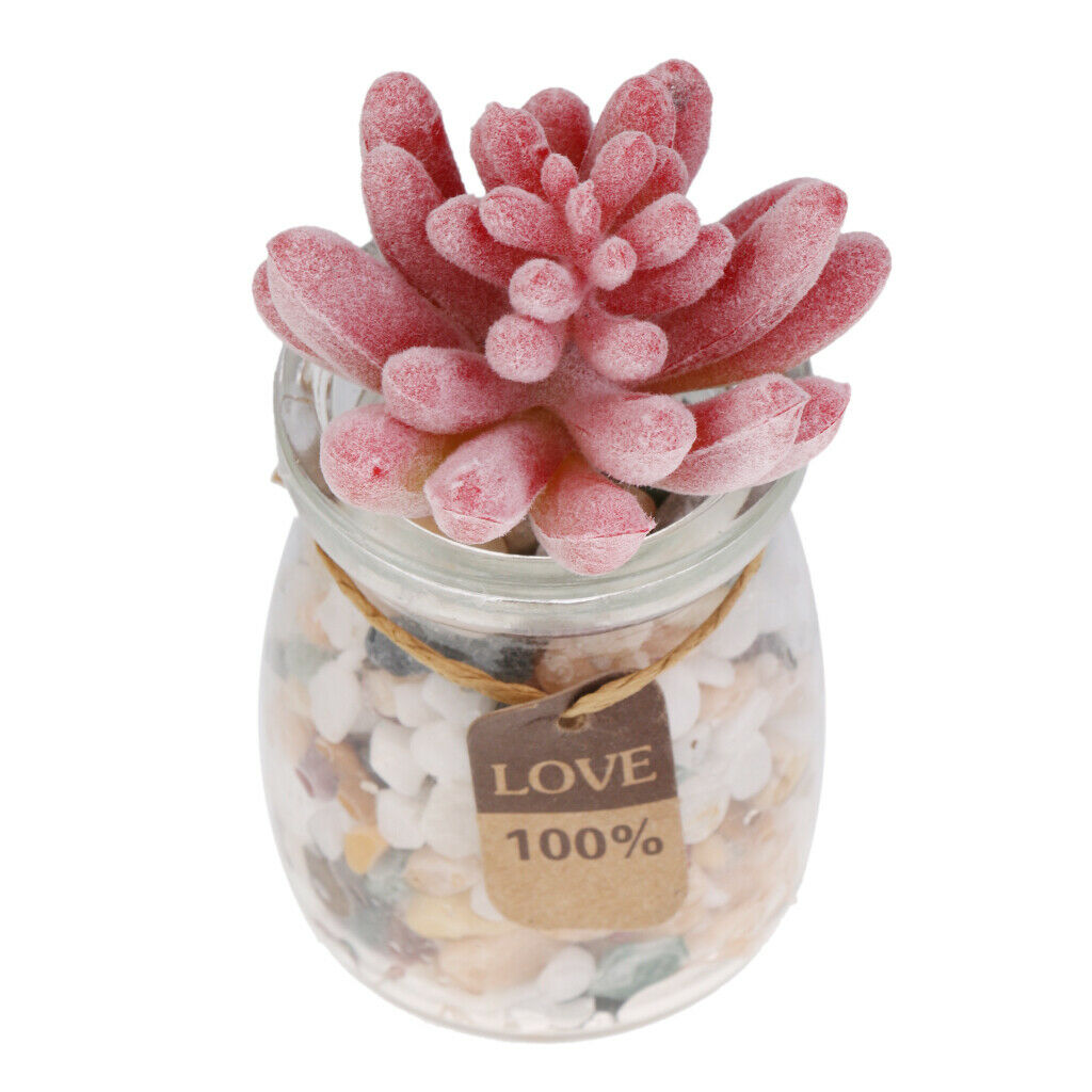 2 Pieces. Artificial Succulents Decoration, Pink + Green