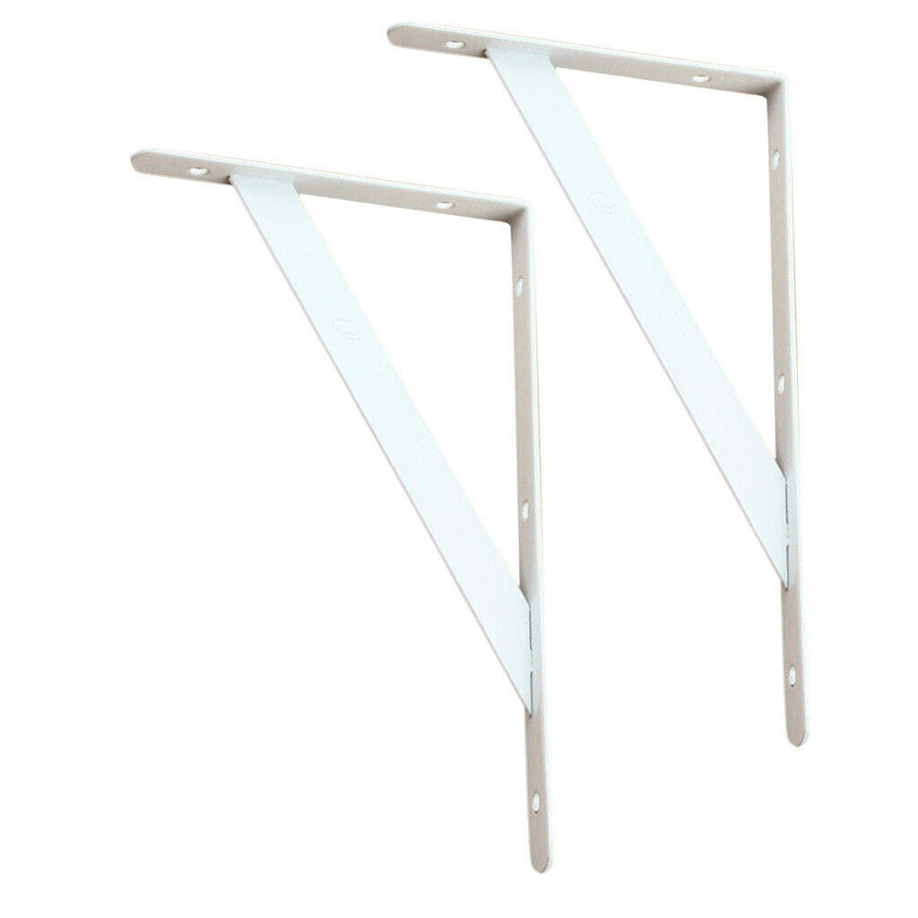 2-Piece Metal  L Shaped Wall Shelf Bracket Rack Support 500x300x3mm White