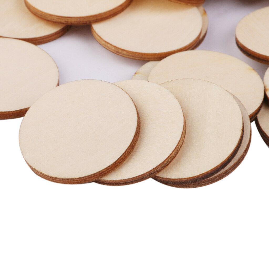 50pcs 30mm Wooden Round Circle Embellishment for DIY Scrapbooking Craft