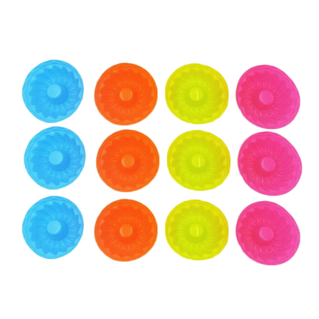 12 Pcs Silicone Cake Mold Fondant Cupcake Muffin Mould Bakeware 6.5x3cm