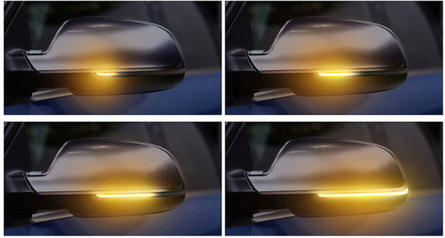 Pair 28cm Car Rear View Mirrors Turn Signal Lamp Flowing LED Amber Light Strip