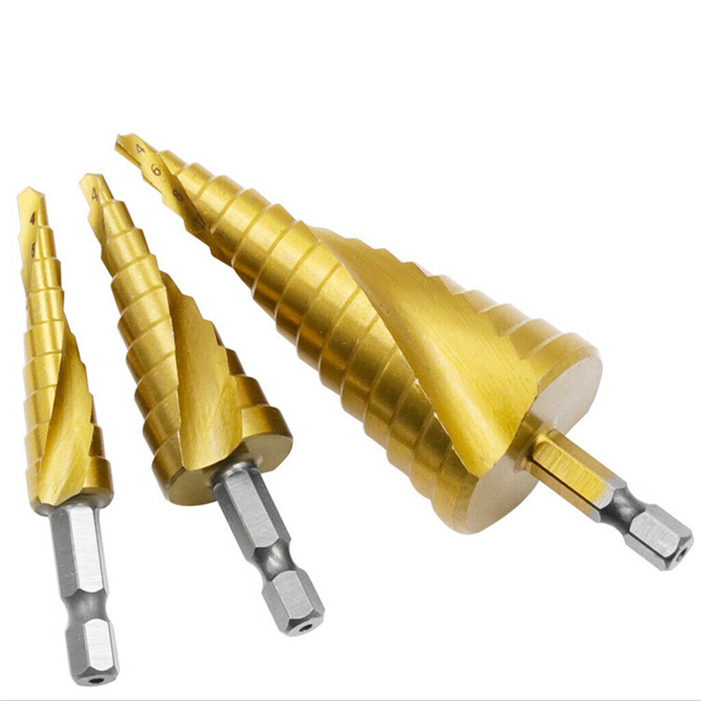 Spiral Step Drill Bits Set Titanium Coated DIY Lovers Electrician Gifts