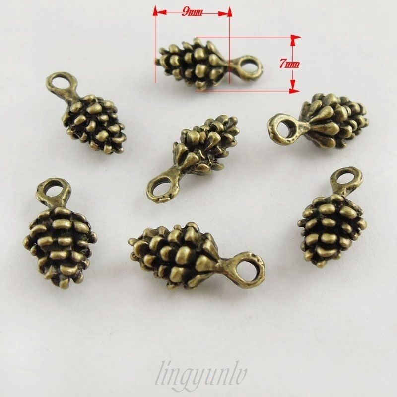 40 pcs Antiqued Bronze Alloy Metal Pine Cone Charm Handmade Jewelry Accessories
