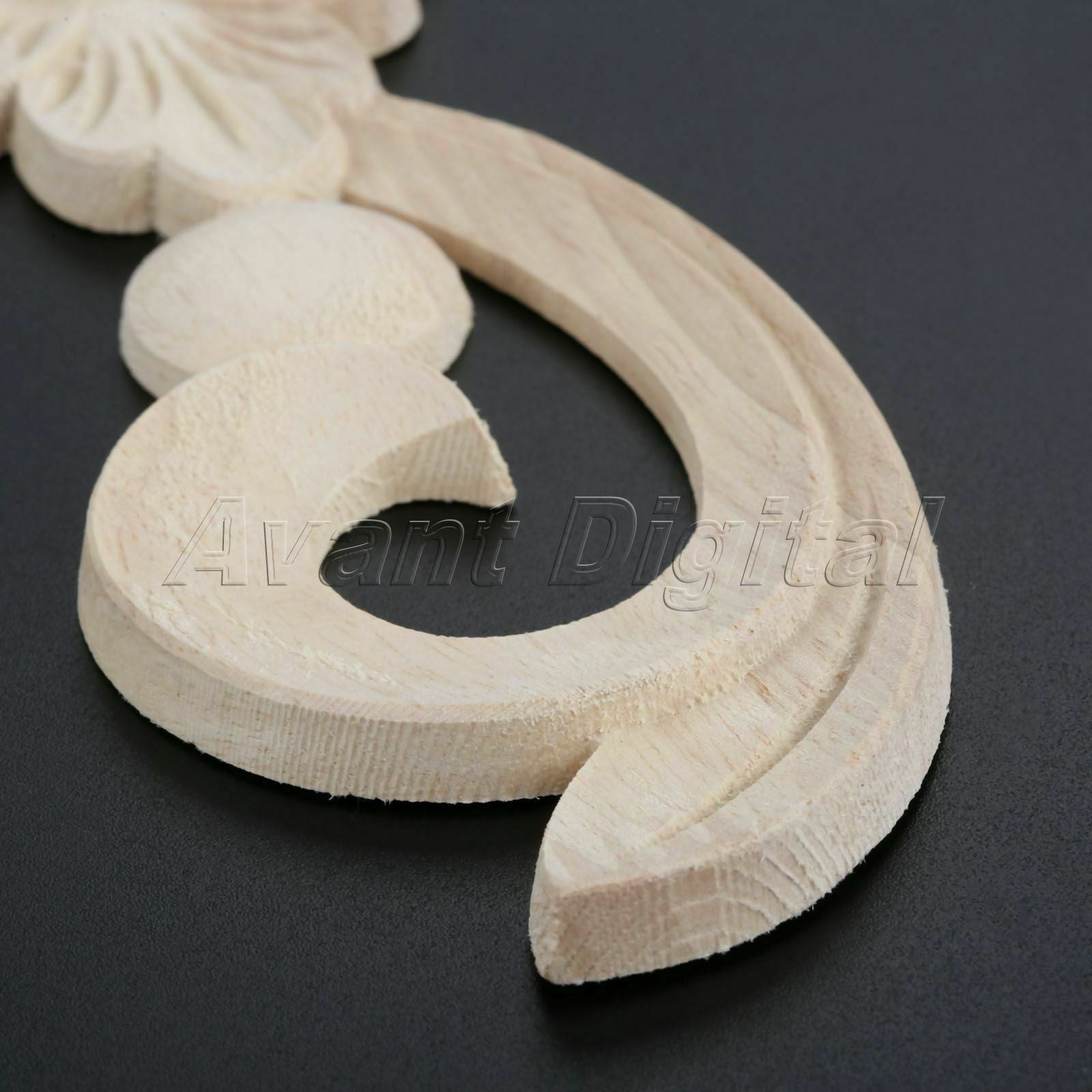 25*6cm European Style Unpainted Wooden Carved Long Onlay Applique Dyes Easily