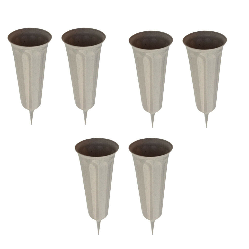6Pcs 26cm Plastic Stake In Ground Fluted Flower Vases Holder for Lawn Garden