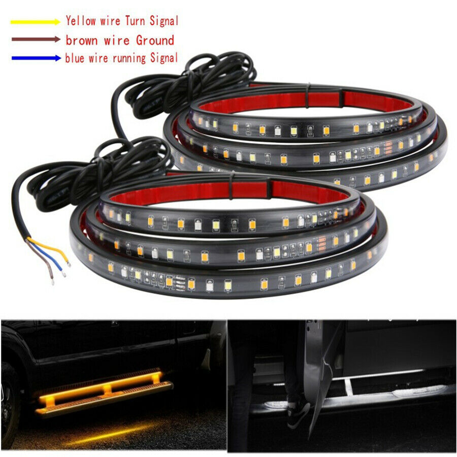 Universal 2pcs 60" Side Kick Still Scuff Running Board Strips Sequential Flowing
