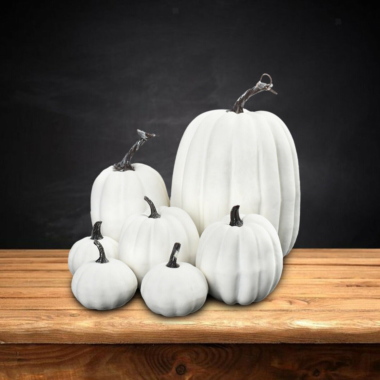 14Pcs Faux Pumpkins White Orange Seasonal Fall Decoration Autumn Harvest