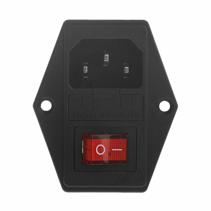 New 3 Pin Iec320 C14 Ac Inlet Male Plug Power Socket With Fuse Switch 10A 250VC7