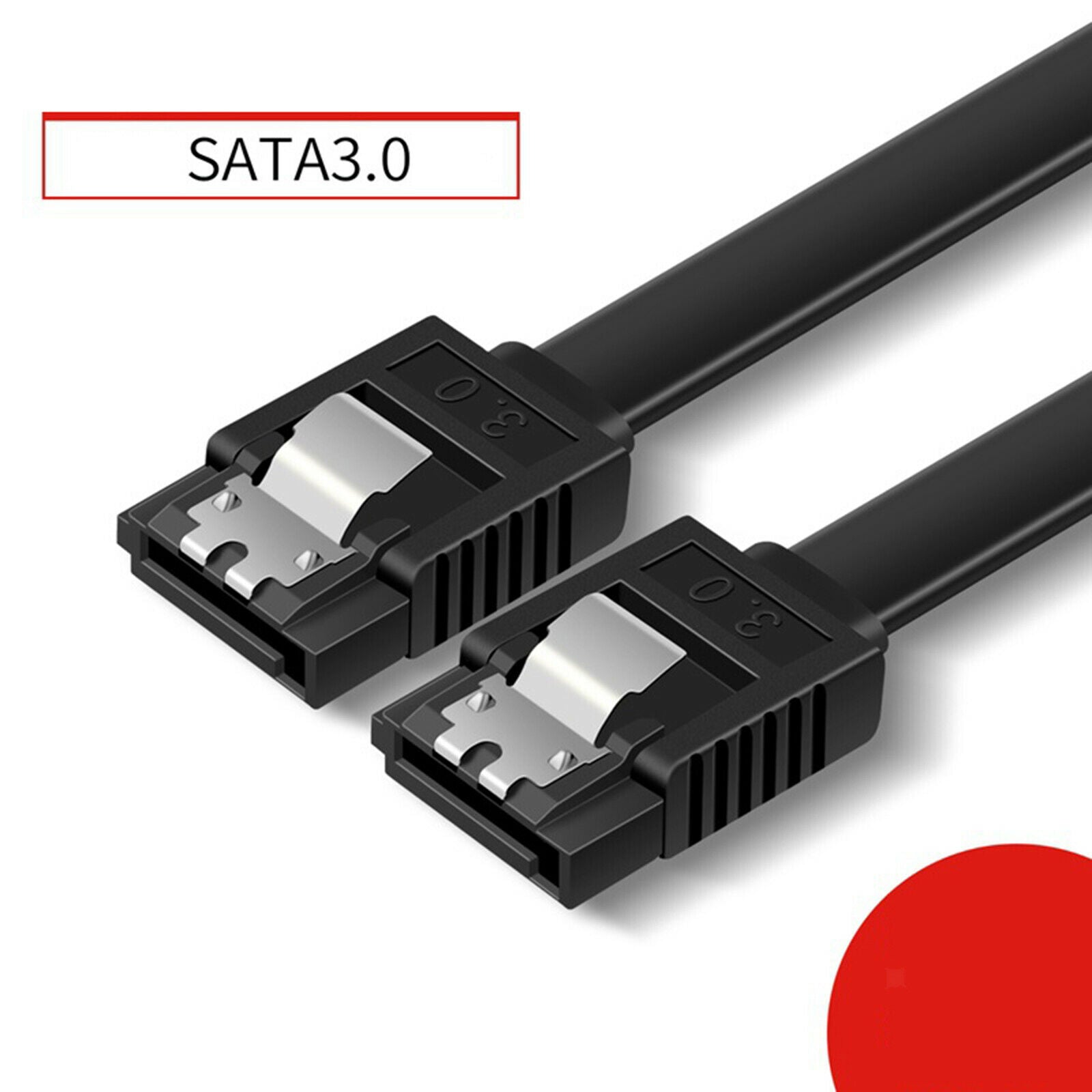 Set of 2 SATA Cable III 3.0 Data Cable 3.3ft for HDD SDD Straight Flexible