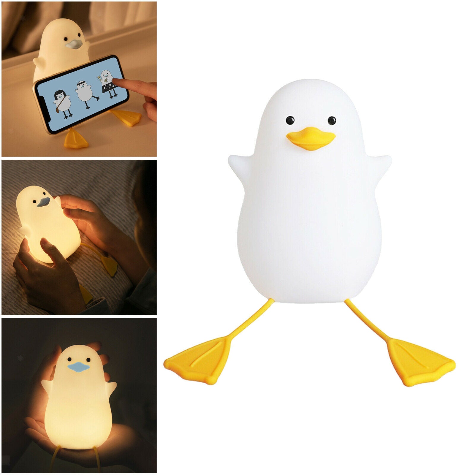 Seagull Silicone Nightlight Soothing Nursery Lamp for Kids Girls Baby Yellow