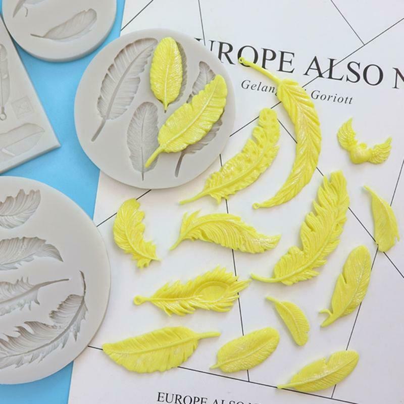 Exquisite Feather Mold Craft Cake Chocolate Clay Soap Decorating Family Home