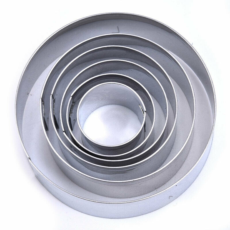 6pcs round Shape Mold Mousse Ring Mold Stainless Steel Cake Cutter Bake w.l8