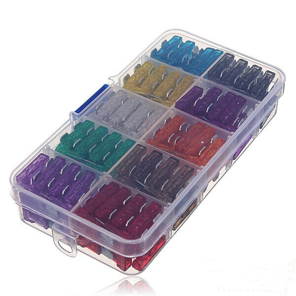 100xKFZ flat plug fuse with box 2A 3A 5A 7.5A 10A 15A 20A 25A 30A 35A