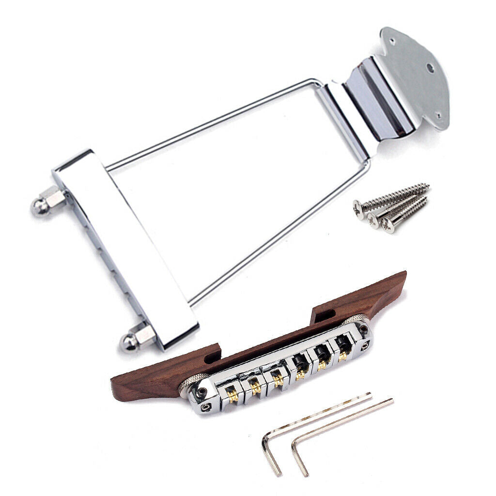 1 Set 6 String Archtop Jazz Guitar Bridge Tailpiece  for Jazz Guitar  Chrome