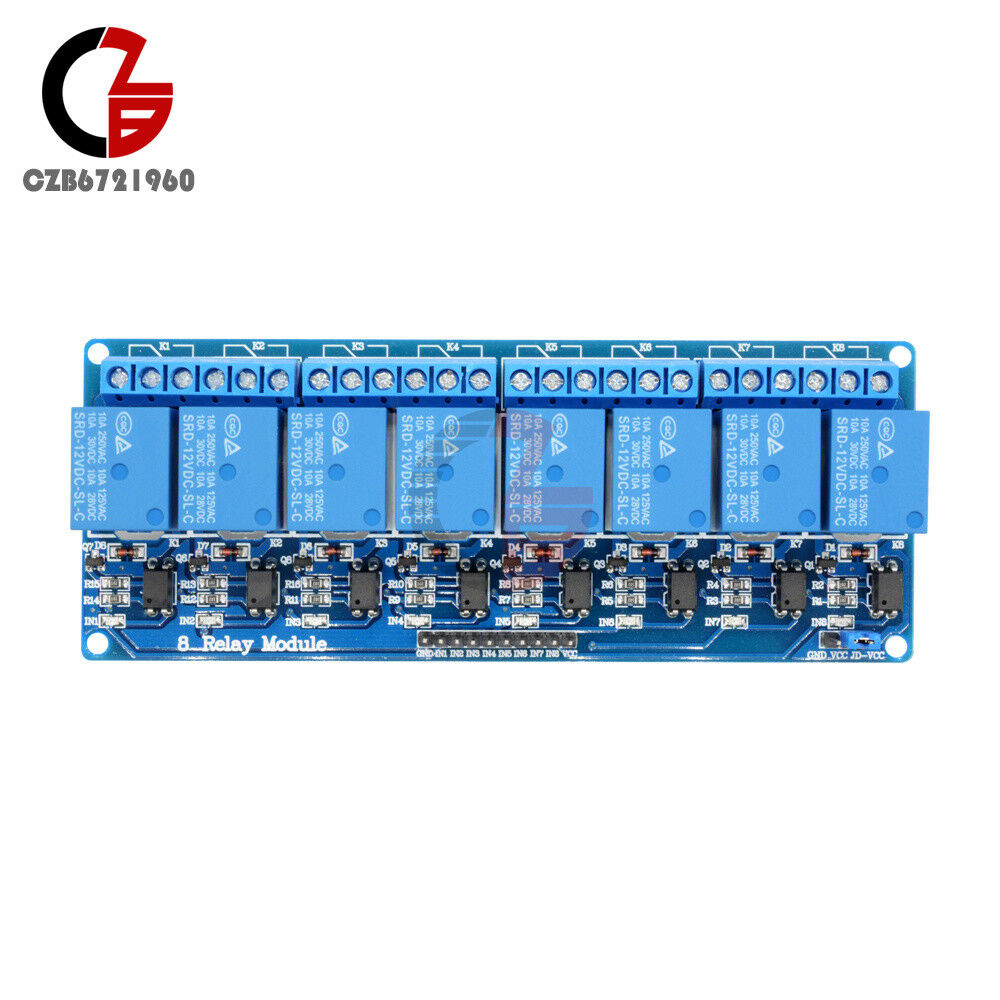 12V 8 Channel Relay Module Optocoupler for Arduino UNO 2560 1280 ARM PIC AVR