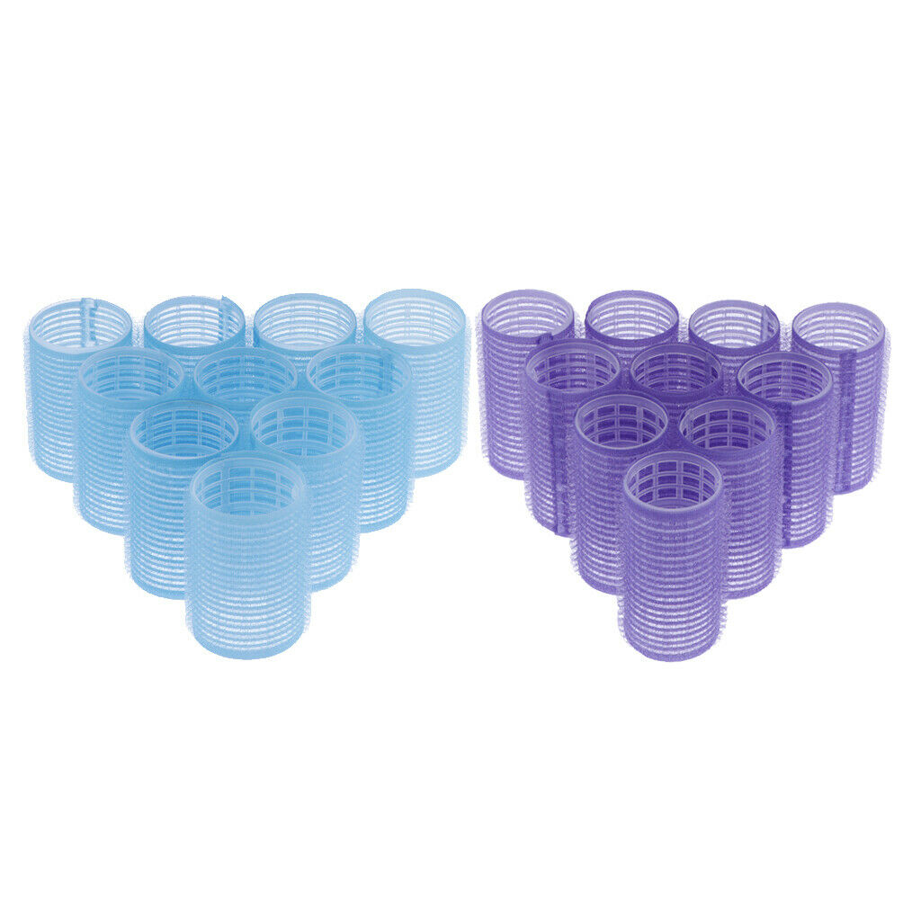 20pcs Plastic Hair Roller Curling Curls Hairdressing Curlers Purple+Blue