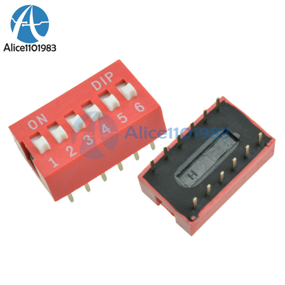 10PCS Slide Type Switch Module 2.54mm 6-Bit 6 Position Way DIP Red Pitch