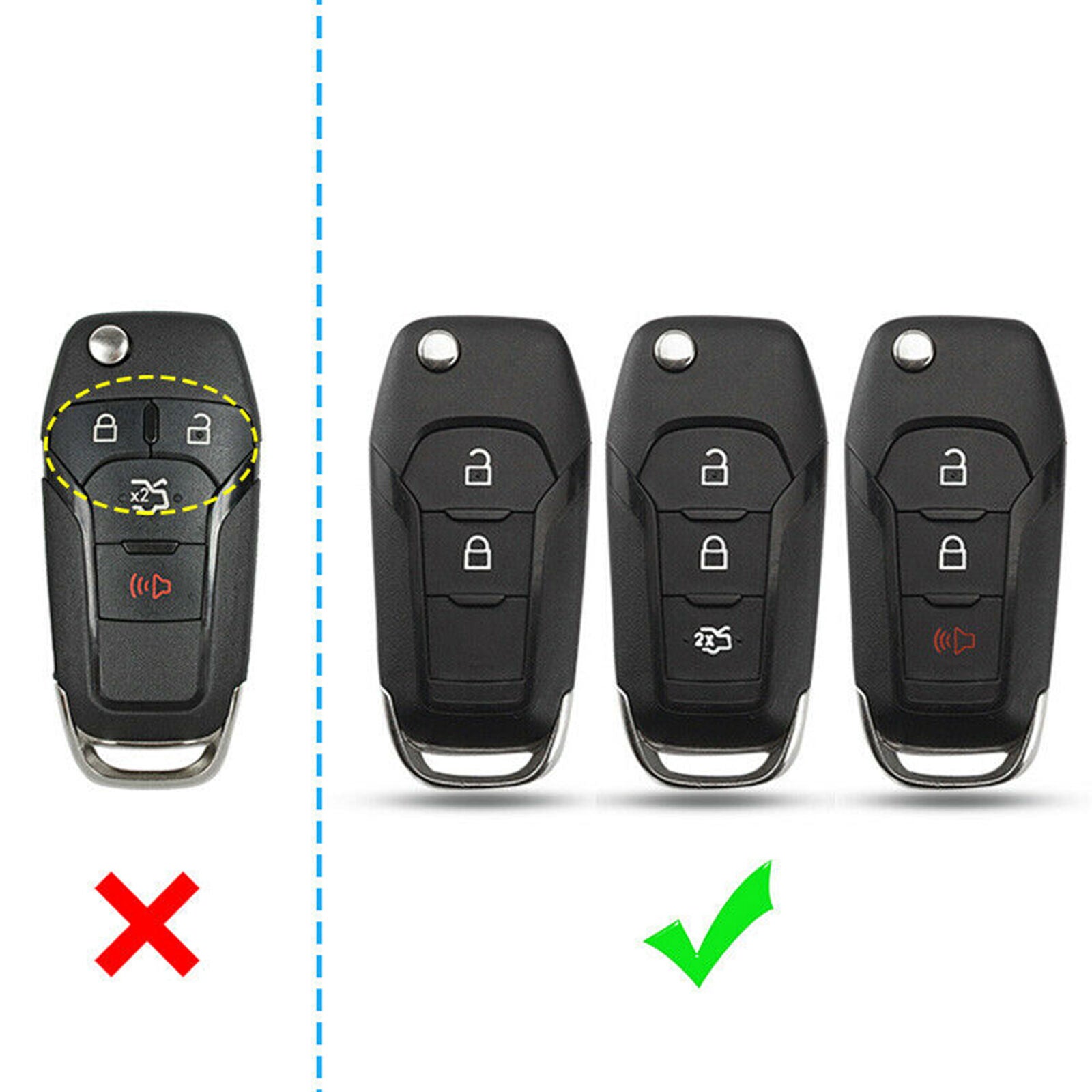 Silicone Carbon Fiber Car Flip Key Case Cover For Ford Focus4/Explorer/F150/F250