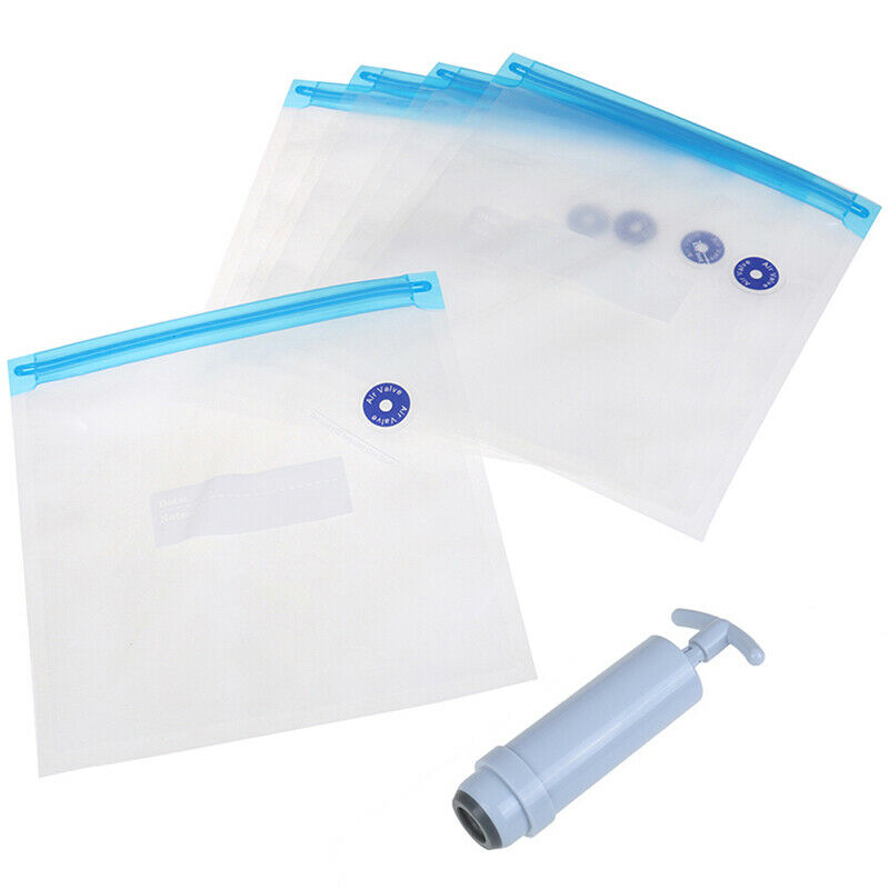 5PCS Packaging Bag+Food Vacuum Sealer Storage Saver Hand Pump Kitchen ODEAU