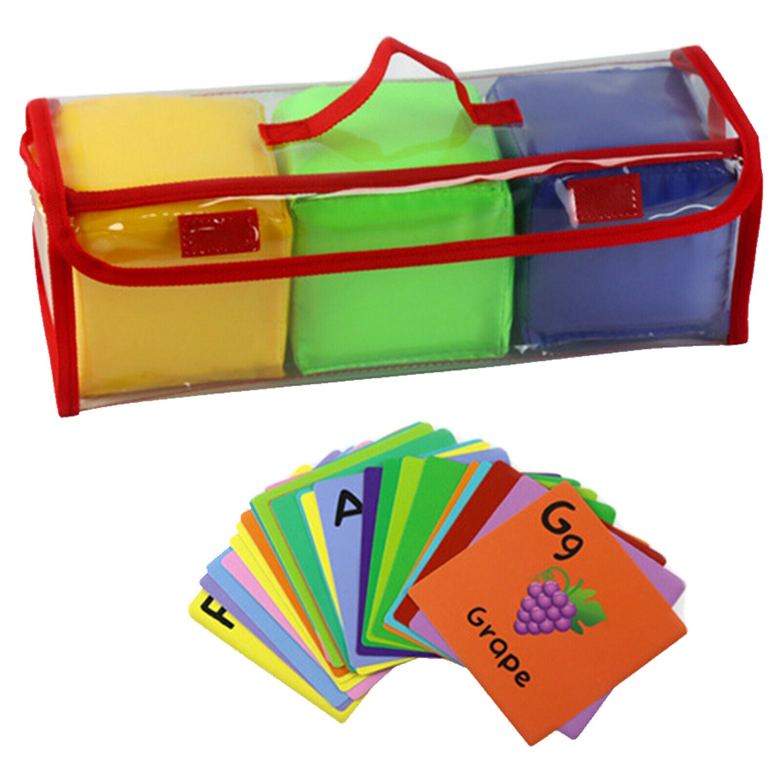 3pcs 4" Playing Game Dices Set, Soft Educational Toys, with Clear Pockets,