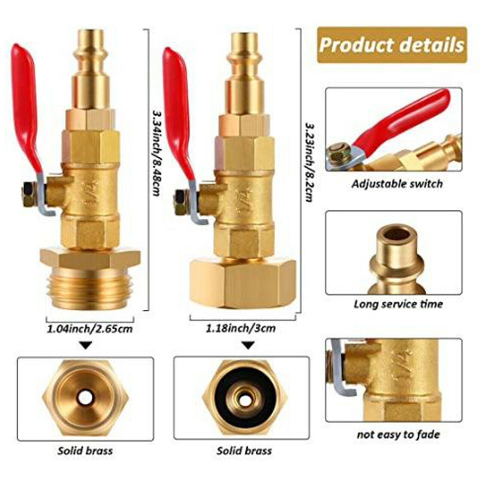 2pcs Brass Winterize Blowout Adapter 3/4" Winter Garden Hose RV Trailer