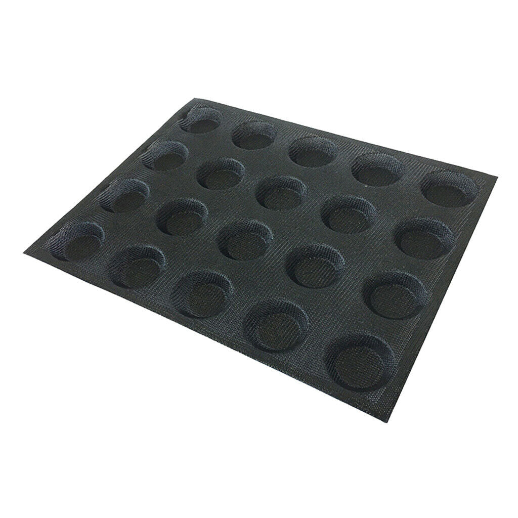 Silicone Hamburger Forms Peforated Bakery Bun Bread Mould Baking Tray 20 Cup