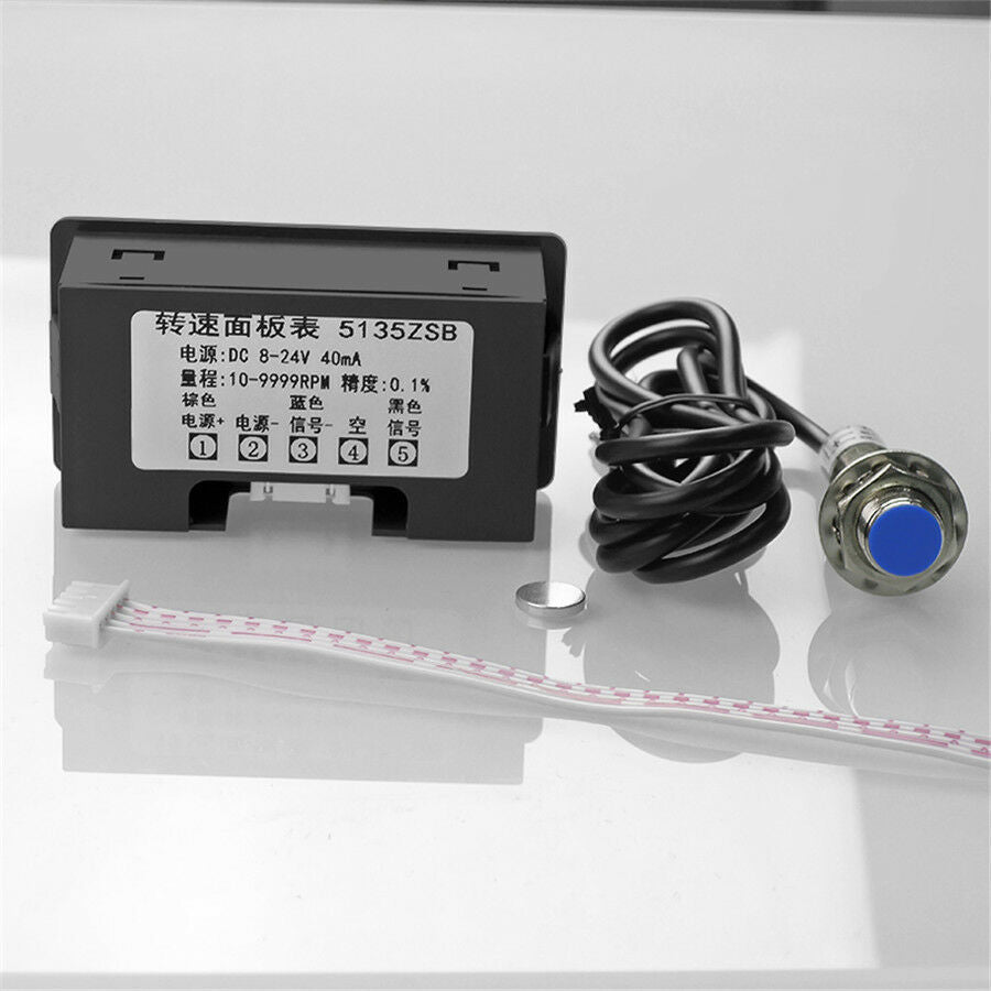 4 Digital Red LED Tachometer +Pusle Signal NPN Proximity Switch Sensor 3 Wires