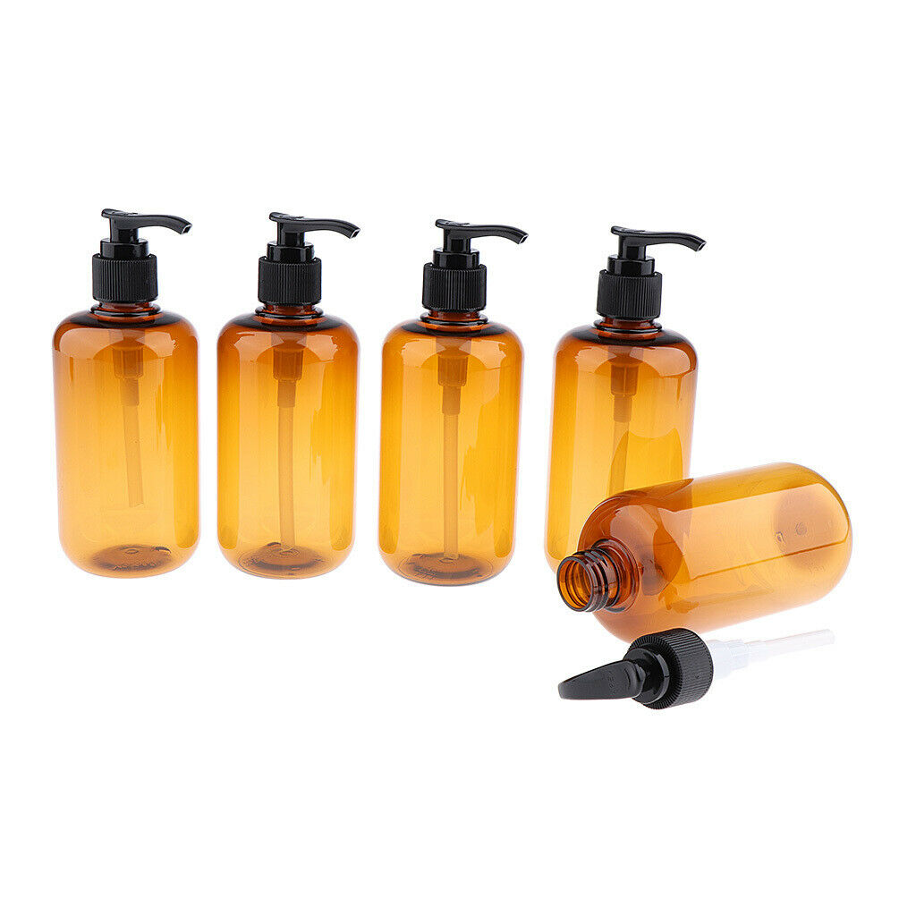 5pcs Empty Pump Shampoo Lotions Container Refillable Body Wash Gel Bottles 300ml