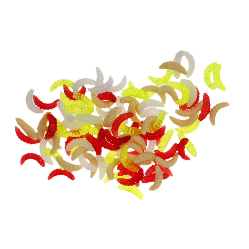 100pcs Silicone Colorful Maggots EarthWorm Soft Lures Fishing Tackle Baits