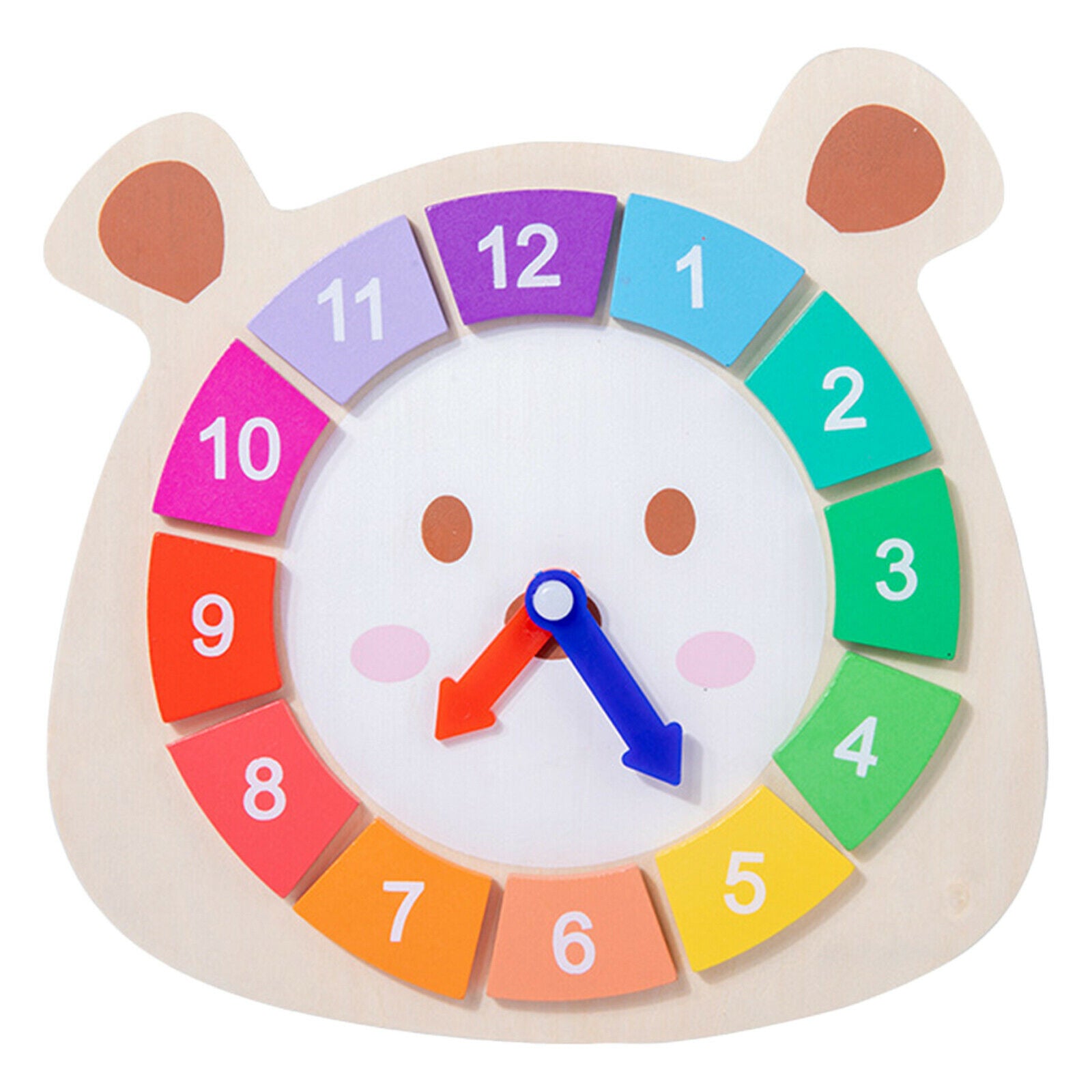 Jigsaw Clock Puzzle Toys Children Early Shape Sorting Color Time Cognitive