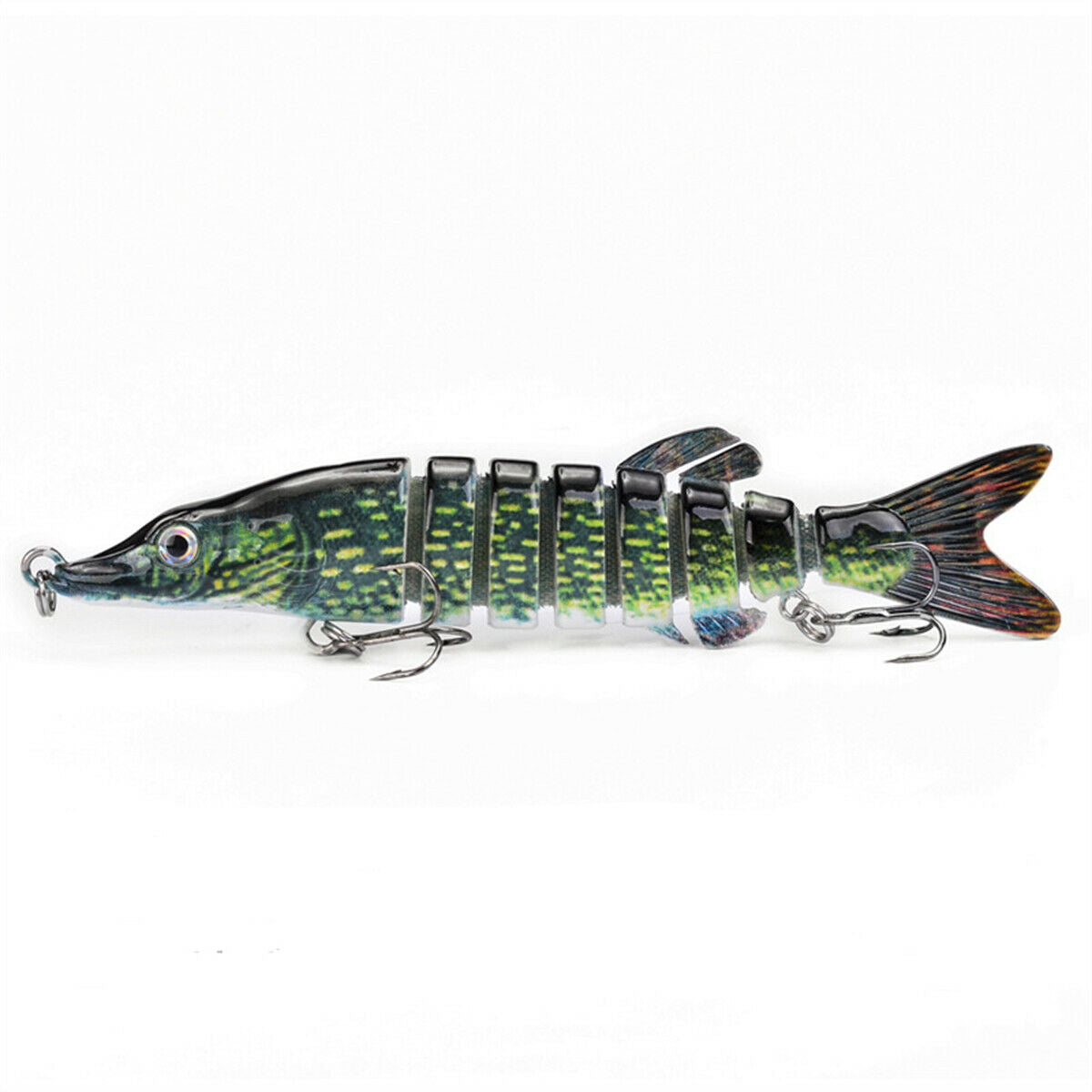 12.5cm Multi Jointed Muskie Green Fishing Lure Swimbait Life-Like Deepwater Bait