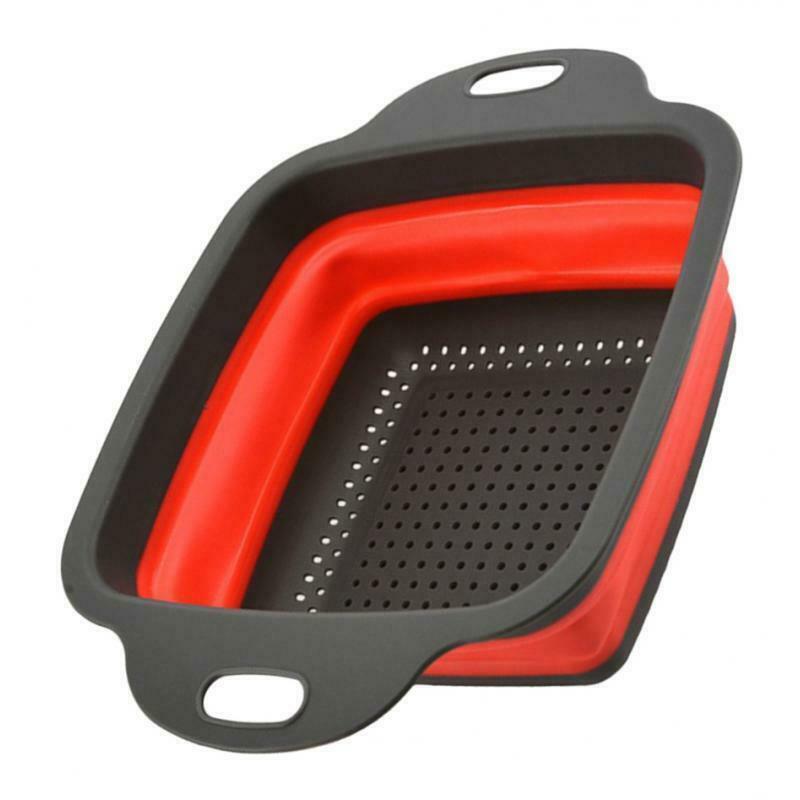Silicone Collapsible Colander Drainer Basket Rectangle Folding Strainer S