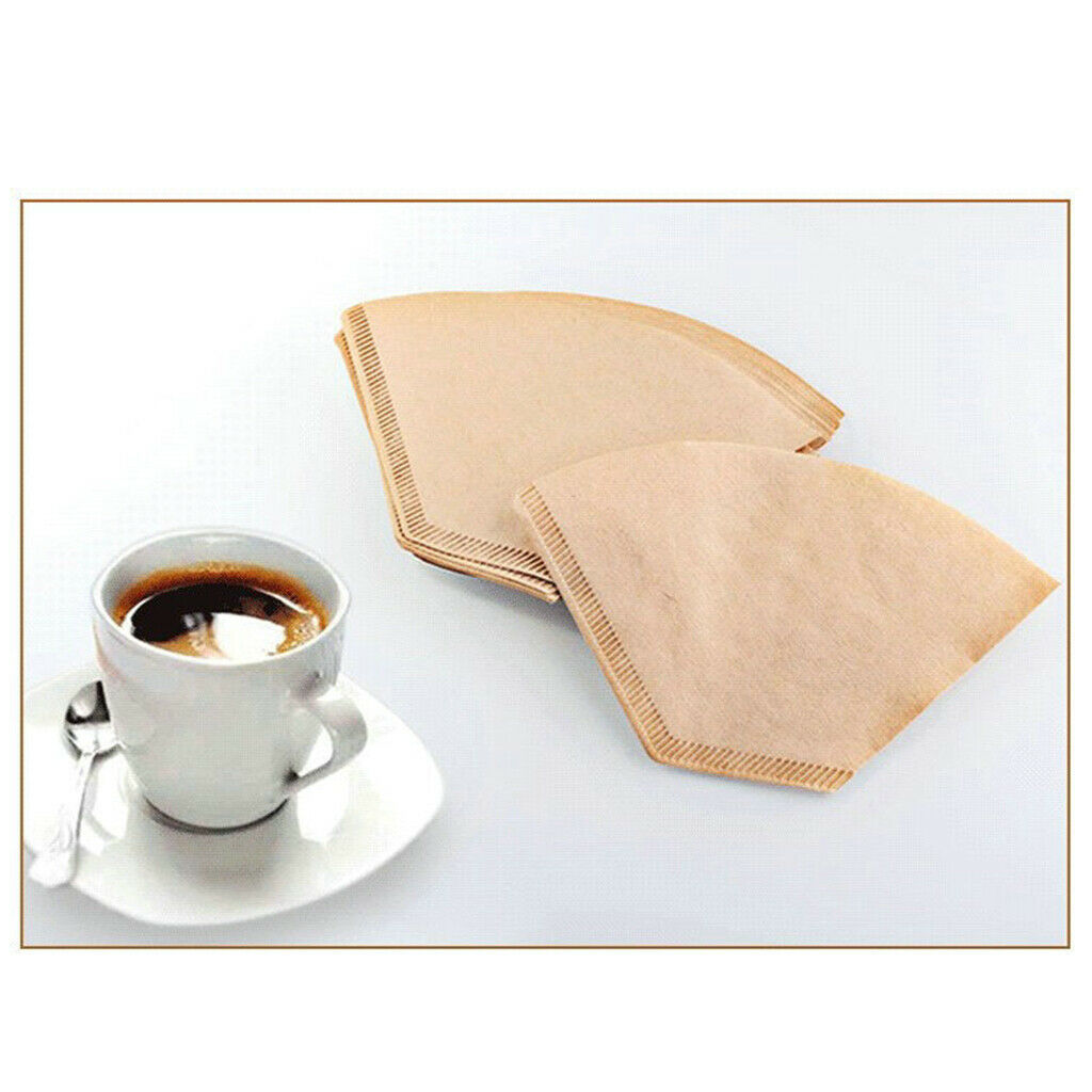 Pack of 100 Pcs #4 Coffee Filter Paper Natural Brown Cones Count Unbleached