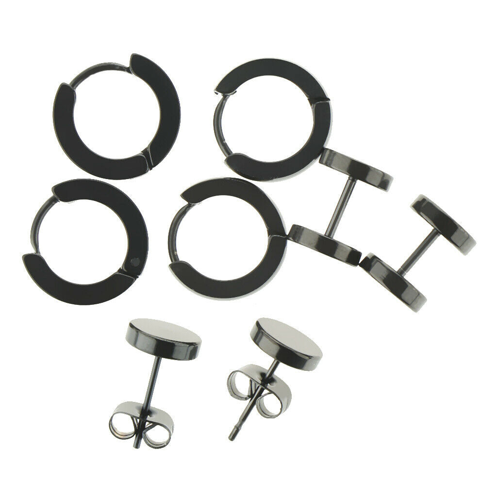 4 Pairs Chic Styles Black Huggie Hoop Earrings Suit Ear Clip For Women Men
