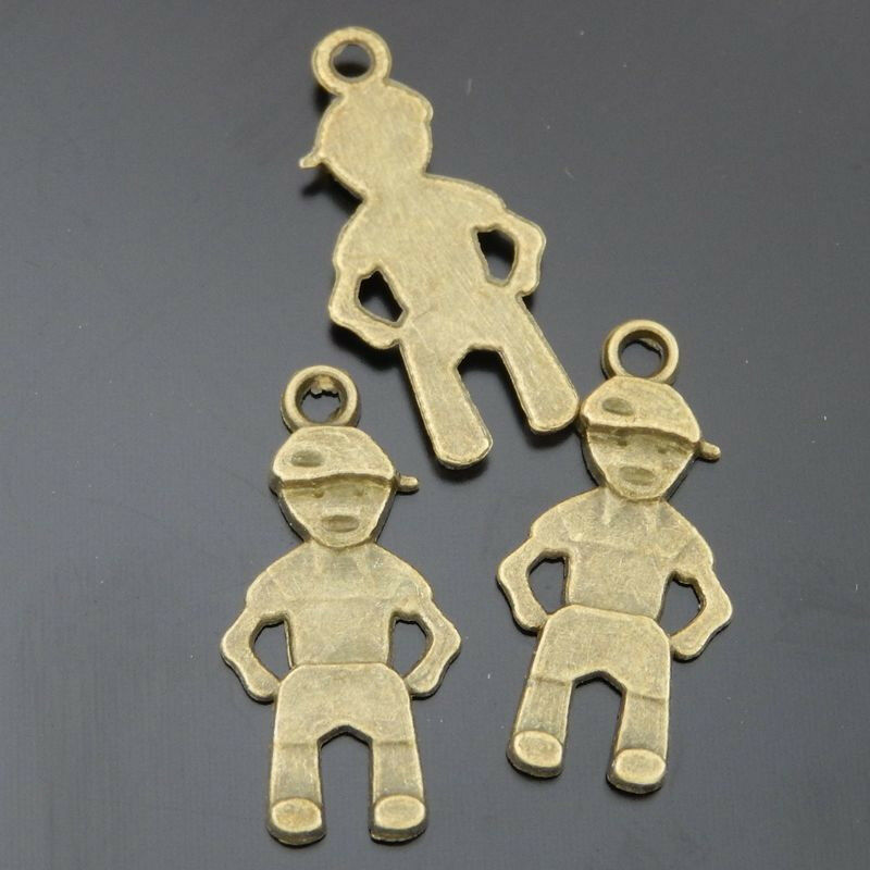 50-pack Antiqued Bronze Alloy Little Boy Pendant Jewelry Making Charm 21*10*1mm