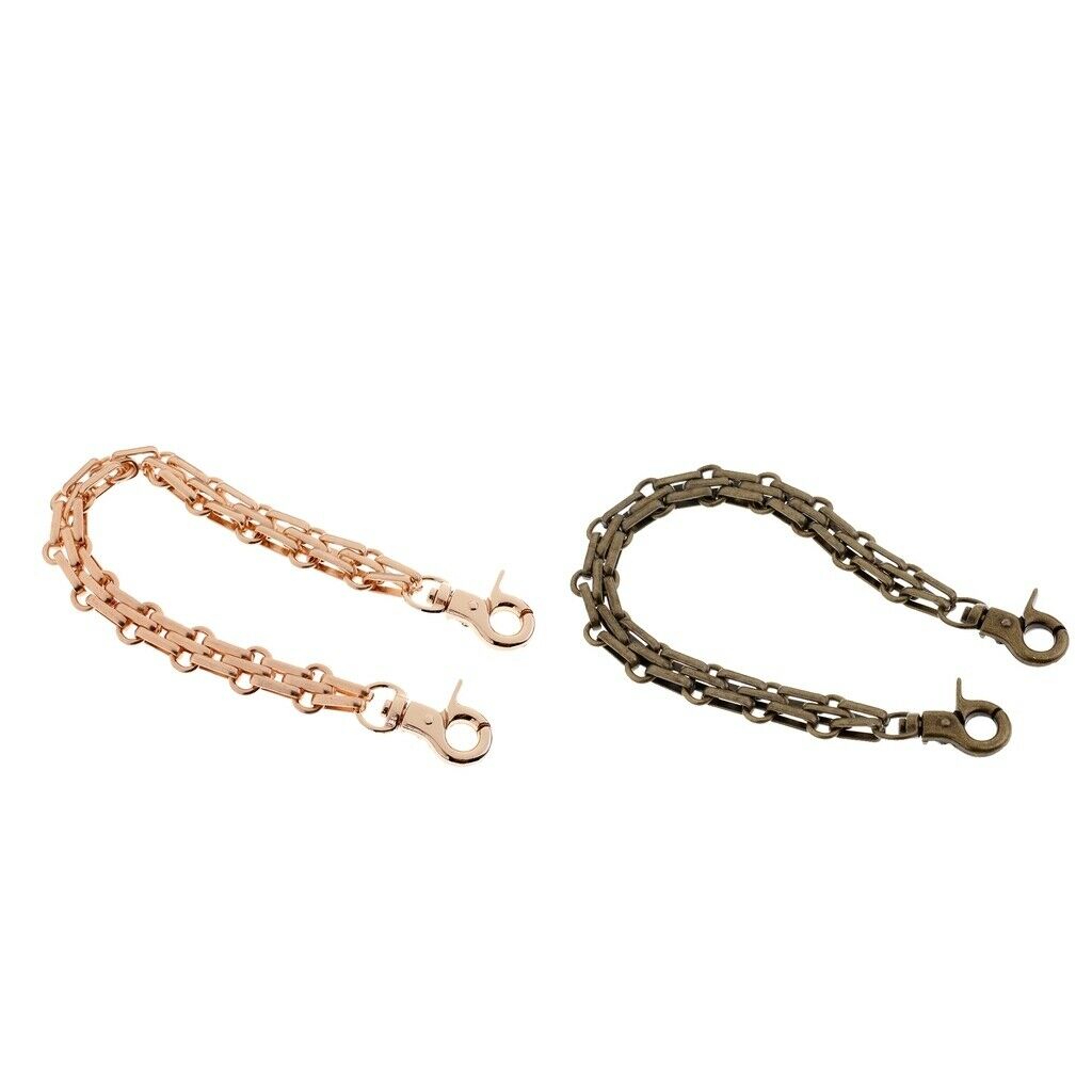 2x Metal Pocket Handle Handbag Wallet Bag Chains 9.84" Strap with Buckle