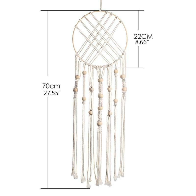 Boho Macrame Dream Catcher with Wooden Beads Woven Tassels Wall Hanging Ornament