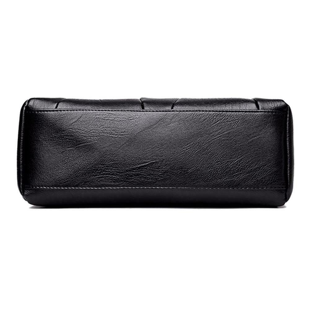 Women Girls Zipper PU Crossbody Messenger Bags Casual Pure Shoulder Handbag @
