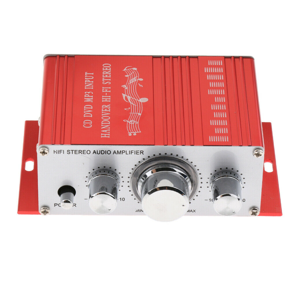 DC 12V Mini Stereo Audio Speaker Amplifier HiFi AMP with Bass Treble and Volume