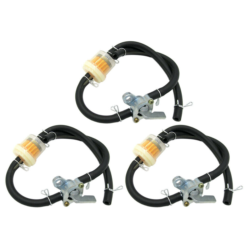 3Pcs Motorcycle Fuel Gas Oil Filter Petrol Line Valve Tap 45cm 50cc-150cc