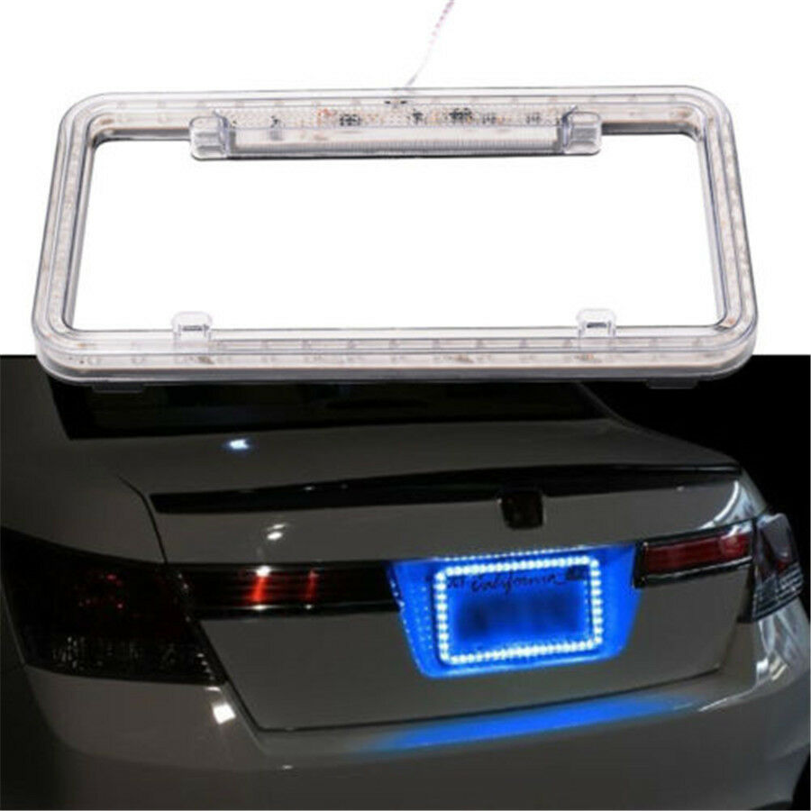 12V Red 54 LED Light Acrylic Plastic US Car Rear License Plate Cover Frame Kit